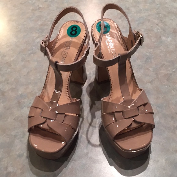 Napoleon tan leather patent sandals